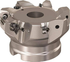 Seco - 7 Inserts, 84mm Cut Diam, 27mm Arbor Diam, 7.5mm Max Depth of Cut, Indexable Square-Shoulder Face Mill - 90° Lead Angle, 50mm High, XNEX 08 Insert Compatibility, Through Coolant, Series R220.96 - Eagle Tool & Supply