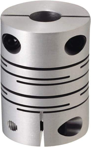 NBK - 14mm Bore, Clamp Style One Piece Slit Type Flexible Coupling - 40mm OD, 56mm OAL, Aluminum Alloy, Clamp Style - Eagle Tool & Supply