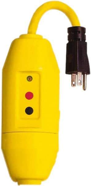 Tower - 1 Outlet, 125 Volt, 15 Amp, Yellow, Load Side User Attachable Inline GFCI - 1-15P NEMA Configuration, cUL, UL File E174279 - Eagle Tool & Supply