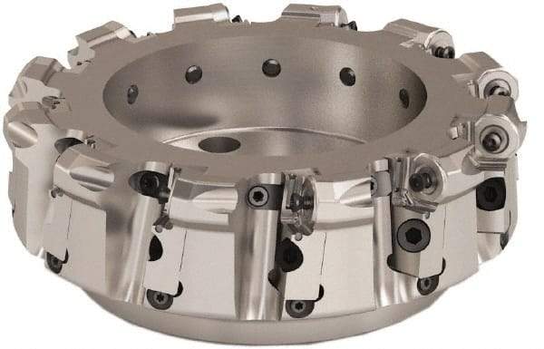 Seco - 8" Cut Diam, 6mm Max Depth, 2-1/2" Arbor Hole, 12 Inserts, ONMU09 Insert Style, Indexable Copy Face Mill - L220.48 Cutter Style, 3.1496 High, Series Doubleoctomill - Eagle Tool & Supply
