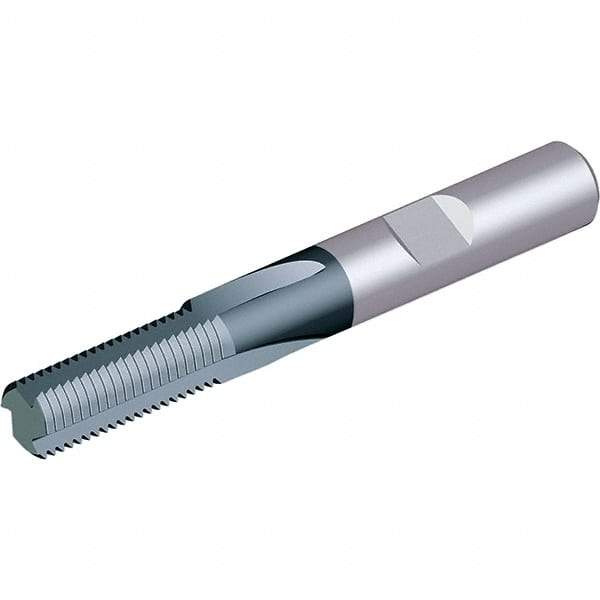 Vargus - 1/4-19 Thread, 0.315" Shank Diam, TiAlN Coating, Solid Carbide Straight Flute Thread Mill - 3 Flutes, 2.4803" OAL, 1/4" Min Noml Diameter - Eagle Tool & Supply