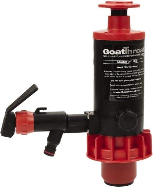 GoatThroat Pumps - 3/8" Outlet, 4 GPM, Polypropylene Hand Operated Transfer Pump - 56" OAL, For up to 55 Gal Drums, For Lightweight Oils & Petroleum Fluids with Flash Point Above 100°F (e.g., Diesel Fuel & Kerosene) - Eagle Tool & Supply