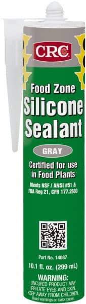 CRC - 10.1 oz Cartridge Gray Hydroxy-Terminated Polydimethylsiloxane/Silica Food Grade Silicone Sealant - -70 to 400°F Operating Temp, 60 min Tack Free Dry Time, 24 hr Full Cure Time - Eagle Tool & Supply