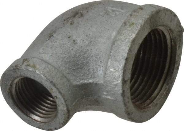 Made in USA - Class 150, 1 x 1/2" Galvanized Pipe Reducing Elbow - Threaded, Malleable Iron - Eagle Tool & Supply