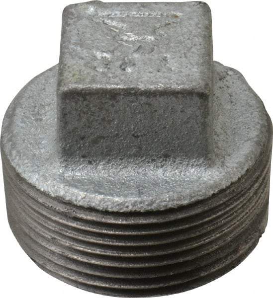 Made in USA - Class 150, 1-1/4" Galvanized Pipe Square Plug - Threaded, Malleable Iron - Eagle Tool & Supply