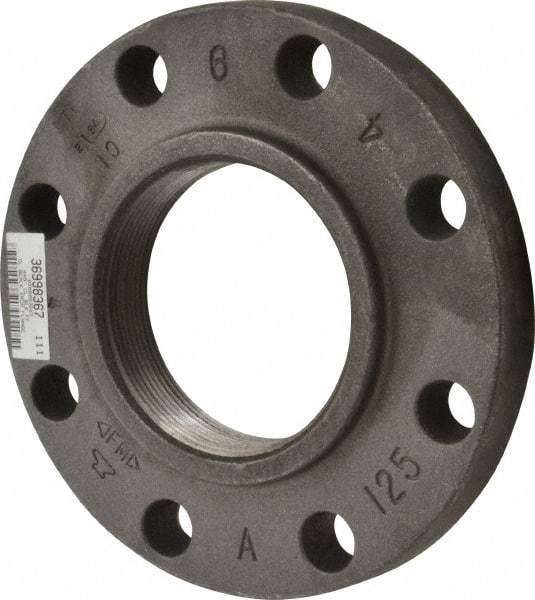 Made in USA - 4" Pipe, 9" OD, 1-5/16" Hub Length, Iron Threaded Pipe Flange - 5-5/16" Across Bolt Hole Centers, 7/8" Bolt Hole, 175 psi, Class 125 - Eagle Tool & Supply