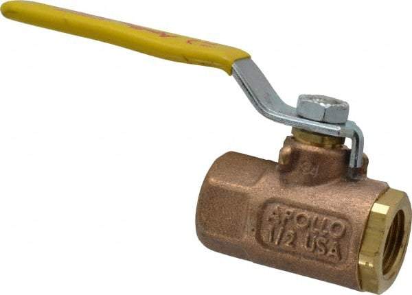 Apollo - 1/2" Pipe, Standard Port, Bronze Steam Service Ball Valve - 2 Piece, Inline - One Way Flow, FNPT x FNPT Ends, Lever Handle, 600 WOG, 250 WSP - Eagle Tool & Supply