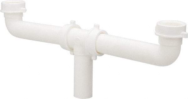 Federal Process - 1-1/2 Outside Diameter, Two Sink Traps with Center Outlet - 16 Inch Long, White, Polypropylene - Eagle Tool & Supply