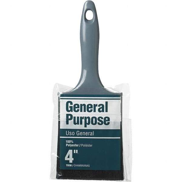 Rubberset - 4" Flat Synthetic Trim Brush - Plastic Beavertail Handle - Eagle Tool & Supply