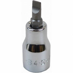 SK - Screwdriver & Drag Link Sockets - 3/8"DR #4 CHRM SLOTTED SCRDRVR SCKT BIT - Eagle Tool & Supply