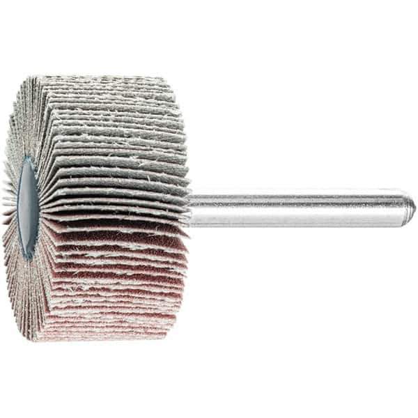 PFERD - 1-1/2" Diam x 1" Face Width, Aluminum Oxide Coated Mounted Flap Wheel - 1/4" Shank Mount, 240 Grit, 23,000 Max RPM - Eagle Tool & Supply