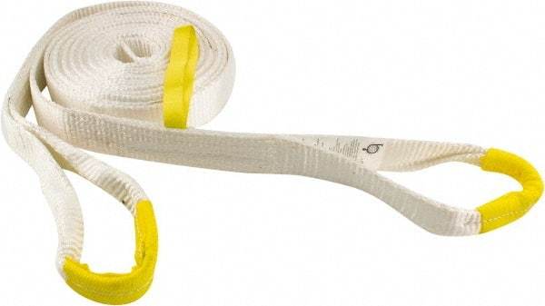 Erickson Manufacturing - 30' Long x 2" Wide, 18,000 Lb Basket Capacity, Polyester Blend Web Sling - White - Eagle Tool & Supply