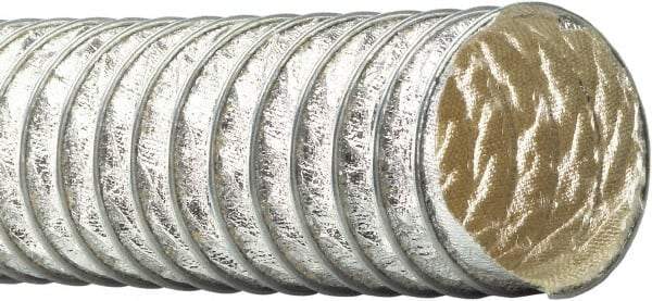 Flexaust - 8" ID, 3 Hg Vac Rating, 6.9 psi, Fiberglass Vacuum & Duct Hose - 25' Long, Silver, 5-1/2" Bend Radius, -65 to 1,050°F - Eagle Tool & Supply