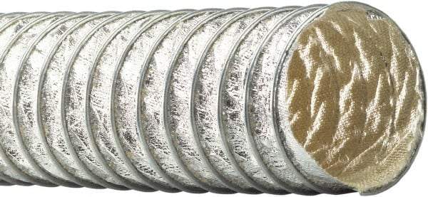 Flexaust - 9" ID, 2 Hg Vac Rating, 6.4 psi, Fiberglass Vacuum & Duct Hose - 25' Long, Silver, 6.3" Bend Radius, -65 to 1,050°F - Eagle Tool & Supply