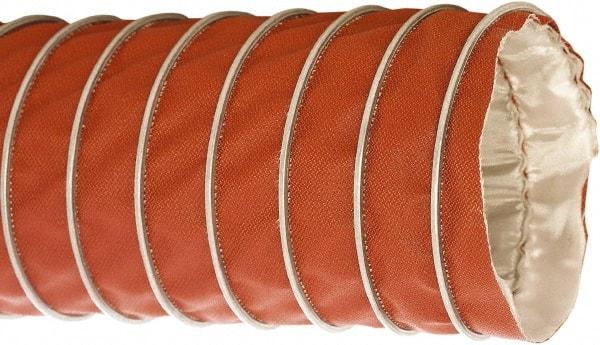 Flexaust - 6" ID, 7 Hg Vac Rating, 12 psi, Fiberglass Vacuum & Duct Hose - 25' Long, Red, 5" Bend Radius, -40 to 750°F - Eagle Tool & Supply