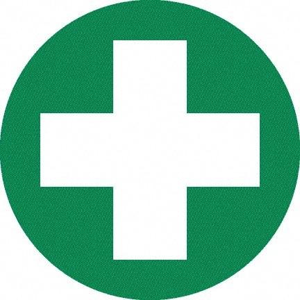 NMC - First Aid Cross Graphic, Hard Hat Label - White on Green, 0.045" Thick, For Certified Operator - Eagle Tool & Supply