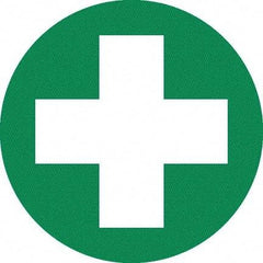 NMC - First Aid Cross Graphic, Hard Hat Label - White on Green, 0.045" Thick, For Certified Operator - Eagle Tool & Supply