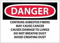 NMC - "Danger - Contains Asbestos Fibers", 10" Long x 14" Wide, Aluminum Safety Sign - Rectangular, 0.04" Thick, Use for Hazardous Materials - Eagle Tool & Supply