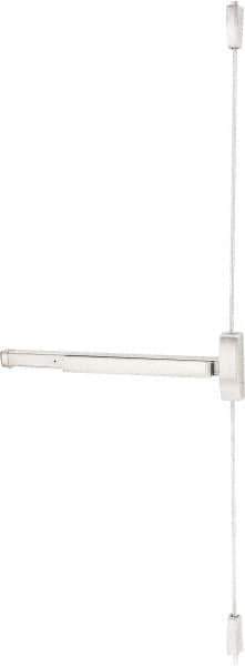 Precision - 48" OAL Right Hand Reverse Unrated Flatbar - 32 to 48" Door Width, Satin Stainless Steel Finish, Grade 1, 2100 Series - Eagle Tool & Supply