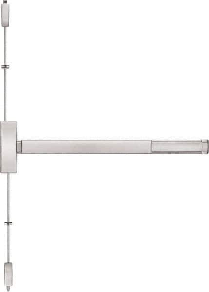 Precision - 36" OAL Right Hand Reverse Fire Rated Flatbar - 32 to 36" Door Width, Satin Stainless Steel Finish, Grade 1, Apex Series - Eagle Tool & Supply