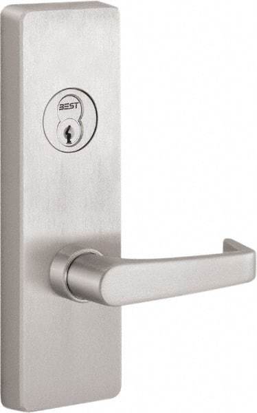 Precision - 10" OAL Reversible Unrated Flatbar - 32 to 36" Door Width, Satin Stainless Steel Finish, Grade 1, Apex Series - Eagle Tool & Supply