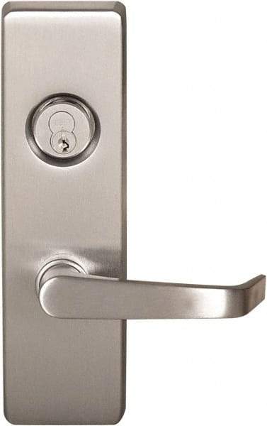 Precision - 10" OAL Left Hand Reverse Unrated Flatbar - 32 to 36" Door Width, Satin Stainless Steel Finish, Grade 1, 2100 Series - Eagle Tool & Supply