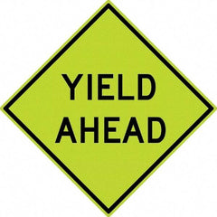 NMC - "Yield Ahead", 30" Wide x 30" High, Aluminum Stop & Yield Signs - 0.08" Thick, Black on Yellow, Diamond Grade Reflectivity, Diamond, Post Mount - Eagle Tool & Supply
