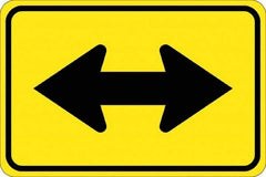 NMC - "Double Arrow", 30" Wide x 30" High, Aluminum Traffic Control Signs - 0.08" Thick, Black on Yellow, High Intensity Reflectivity, Diamond, Post Mount - Eagle Tool & Supply