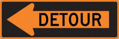 NMC - "Left Detour Inside", 30" Wide x 30" High, Aluminum Traffic Control Signs - 0.08" Thick, Black on Orange, High Intensity Reflectivity, Diamond, Post Mount - Eagle Tool & Supply