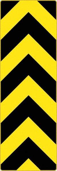 NMC - "Chevron", 12" Wide x 36" High, Aluminum Warning & Safety Reminder Signs - 0.08" Thick, Black on Yellow, High Intensity Reflectivity, Rectangle, Post Mount - Eagle Tool & Supply