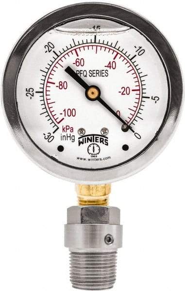 Winters - 2-1/2" Dial, 1/4 Thread, 0-300 Scale Range, Pressure Gauge - Bottom Connection Mount, Accurate to 1.5% of Scale - Eagle Tool & Supply