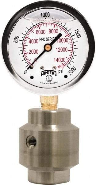 Winters - 4" Dial, 1/4 Thread, 0-60 Scale Range, Pressure Gauge - Bottom Connection Mount, Accurate to 1.5% of Scale - Eagle Tool & Supply