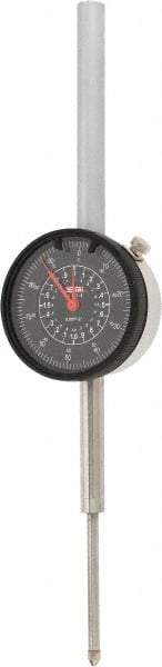 SPI - 2" Range, 0-100 Dial Reading, 0.001" Graduation Dial Drop Indicator - 2.2" Dial, 0.1" Range per Revolution, 0.004" Accuracy, Revolution Counter, Includes NIST Traceability Certification - Eagle Tool & Supply