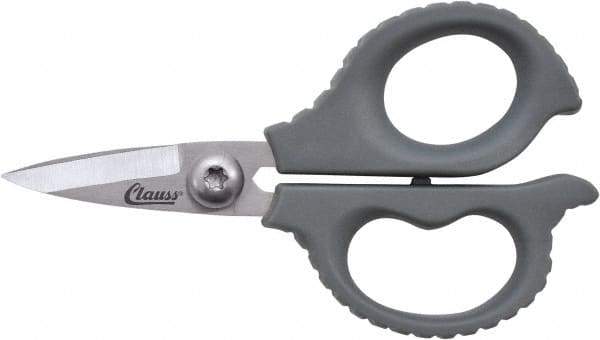 Clauss - 1/2" LOC, 6" OAL Stainless Steel High Leverage Scissors - Ambidextrous, Full Serrated, Glass-Filled Nylon Straight Handle, For Cutting, Kevlar - Eagle Tool & Supply