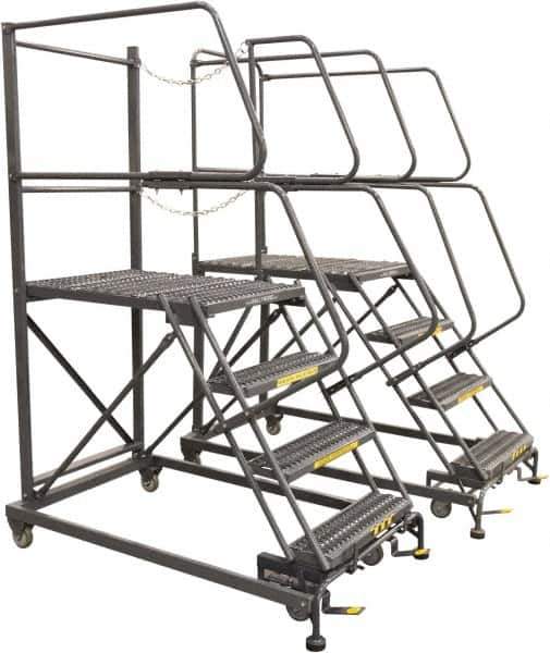 Ballymore - 106" 7 Step Single Entry Work Platform - Rolling Work Platform, 800 Lb Capacity, 70" Platform Height, 38" Base Width x 113" Base Depth, Grip Strut - Eagle Tool & Supply