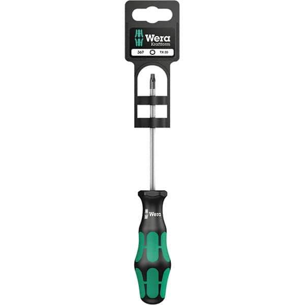 Wera - T30 Torx Driver - 4-1/2" Blade Length, 11" OAL, Ergonomic Handle, Chrome Plated Steel - Eagle Tool & Supply