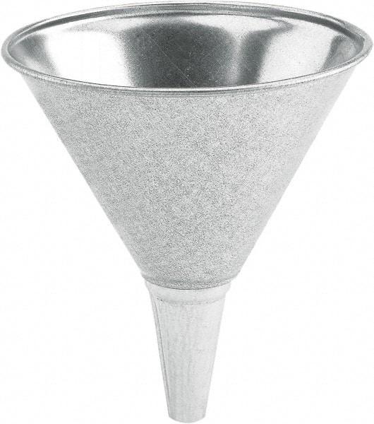 lumax - 64 oz Capacity Steel Funnel - 8-1/2" Mouth OD, 1/2" Tip OD, 3-1/4" Straight Spout, Silver - Eagle Tool & Supply
