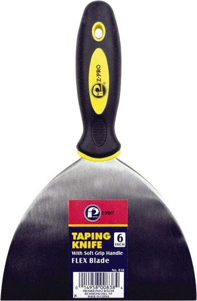 Premier Paint Roller - 6" Wide Spring Blade Steel Taping Knife - Stiff, Soft Grip Plastic Handle, 8.343" OAL - Eagle Tool & Supply