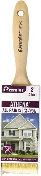 Premier Paint Roller - 2" Flat Polyester/Natural General Purpose Paint Brush - 2-1/2" Bristle Length, 5-1/8" Wood Beavertail Handle - Eagle Tool & Supply