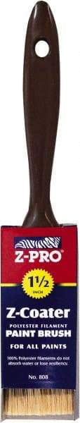 Premier Paint Roller - 1-1/2" Flat Polyester General Purpose Paint Brush - 2-1/4" Bristle Length, 5" Plastic Beavertail Handle - Eagle Tool & Supply
