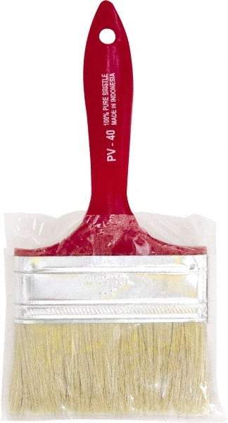 Premier Paint Roller - 4" Flat White China Bristle Chip Brush - 1-3/4" Bristle Length, 5-1/4" Plastic Beavertail Handle - Eagle Tool & Supply