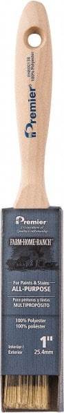 Premier Paint Roller - 1" Flat Polyester General Purpose Paint Brush - 2-1/4" Bristle Length, 5-1/4" Wood Beavertail Handle - Eagle Tool & Supply