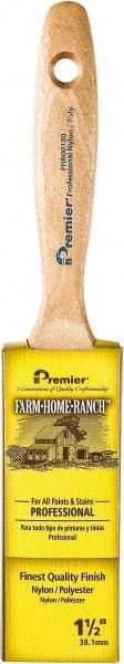 Premier Paint Roller - 1-1/2" Flat Nylon/Polyester General Purpose Paint Brush - 2-1/2" Bristle Length, 4-3/4" Wood Beavertail Handle - Eagle Tool & Supply