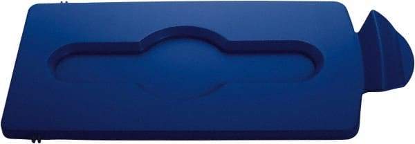 Rubbermaid - Rectangle Lid for Use with 23 Gal Rectangular Recycle Containers - Blue, Polypropylene, For Slim Jim Trash Cans - Eagle Tool & Supply