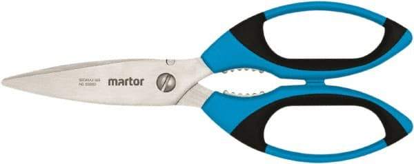 Martor USA - 2-3/4" LOC, 8-1/2" OAL Stainless Steel Blunt-Point Scissors - Ambidextrous, Fiberglass Straight Handle, For Fabrics, Paper, Heavy Weight Paper - Eagle Tool & Supply