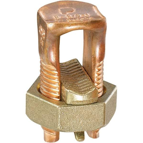 Panduit - 8 AWG, Copper Wire Compatible, Copper Alloy, Hex Split Bolt Connector - 3-3/4" OAL, 1.03" Wire Slot Diam, 26.162" Head Width - Eagle Tool & Supply