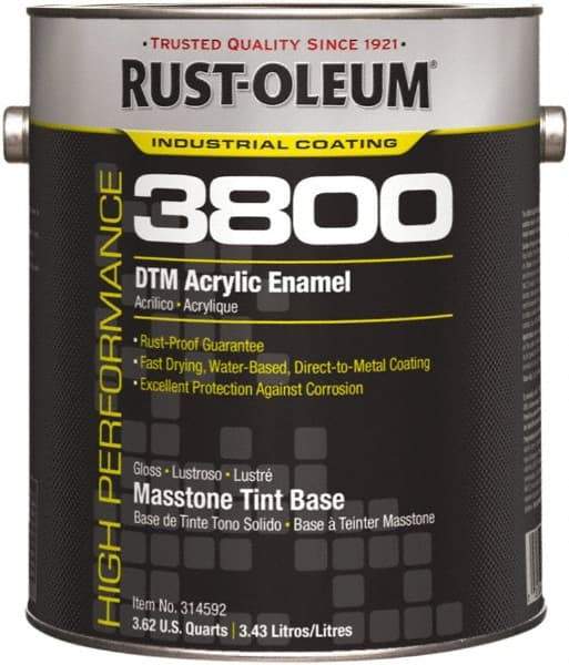 Rust-Oleum - 1 Gal Masstone Tint Base Gloss Finish Acrylic Enamel Paint - 150 to 270 Sq Ft per Gal, Interior/Exterior, Direct to Metal - Eagle Tool & Supply