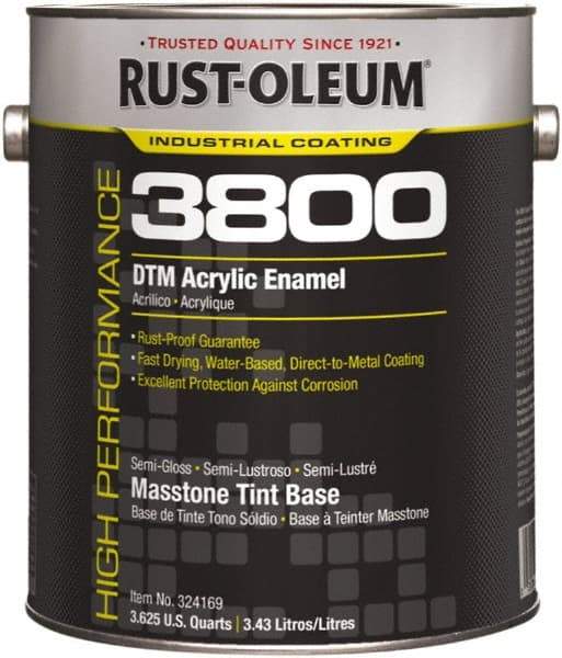 Rust-Oleum - 1 Gal Masstone Tint Base Semi Gloss Finish Acrylic Enamel Paint - 150 to 270 Sq Ft per Gal, Interior/Exterior, Direct to Metal - Eagle Tool & Supply