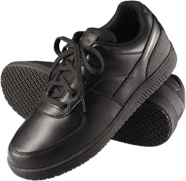 Genuine Grip - Women's Wide Width Plain Work Shoe - Black, Leather Upper, Rubber Outsole, 4" High, Dielectric, Non-Slip - Eagle Tool & Supply
