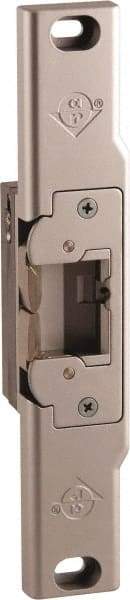 Adams Rite - 3.38" Long x 1" Wide, Clear Anodized Finish, Electric Door Strike - Field Selectable 12, 16, or 24 VAC/DC, AC/DC Power, Zinc Alloy - Eagle Tool & Supply